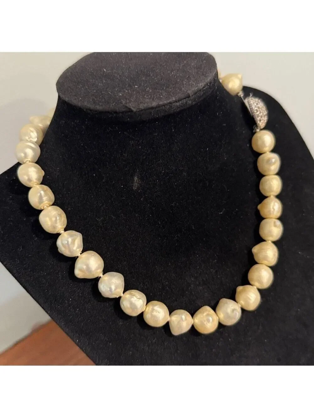 Les Bernard Champagne Faux Baroque Large Pearl Necklace